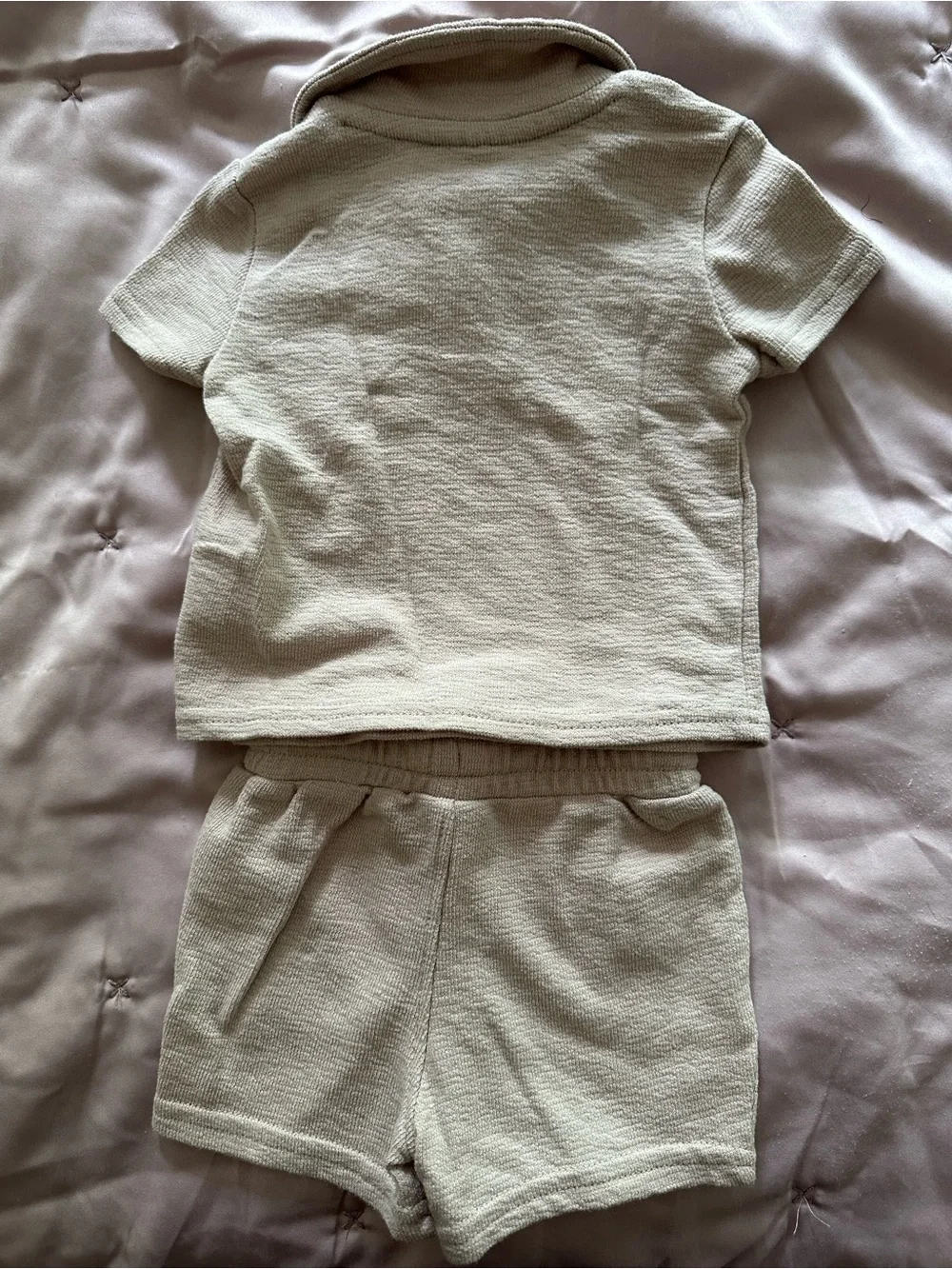 BearPaw Beige Baby Polo Collared Shirt with Embroidered Bear Baby Outfit